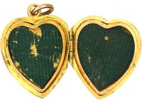 Edwardian 15ct Gold Heart Shaped Locket set with a Diamond