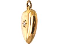 Edwardian 15ct Gold Heart Shaped Locket set with a Diamond