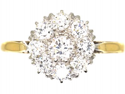 Early 20th Century 18ct Gold & Platinum, Diamond Daisy Cluster Ring