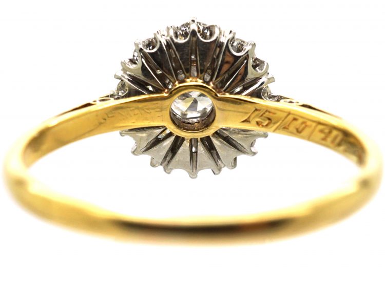 Early 20th Century 18ct Gold & Platinum, Diamond Daisy Cluster Ring