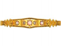 Edwardian 9ct Gold Etruscan Revival Bangle set with Opals & Diamonds