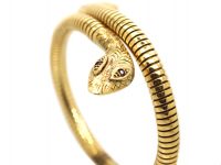 1960's 9ct Gold Snake Bangle with Ruby Eyes