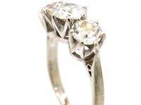 Early 20th Century Platinum Three Stone Diamond Ring