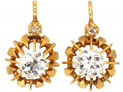 Early 20th Century 18ct Gold Dormeuse Earrings set with Diamonds