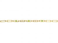 Art Deco 18ct Gold Bracelet set with Green Garnets & Diamonds