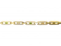 Art Deco 18ct Gold Bracelet set with Green Garnets & Diamonds