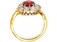 18ct Gold, Red Spinel & Diamond Cluster Ring