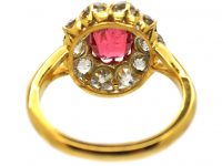 18ct Gold, Red Spinel & Diamond Cluster Ring