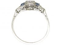 Art Deco Platinum, Sapphire & Diamond Geometric Ring