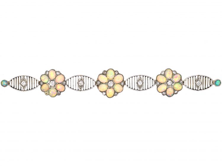 Edwardian 15ct Gold & Platinum, Opal & Diamond Bracelet