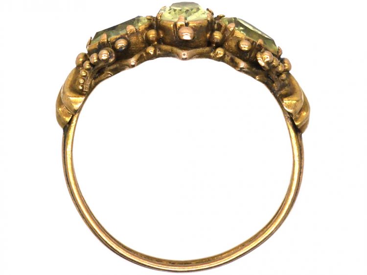Regency 15ct Gold Ring set with Three Chrysolites