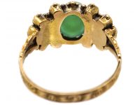 Victorian 15ct Gold, Green Chalcedony, Ruby & Natural Split Pearl Ring