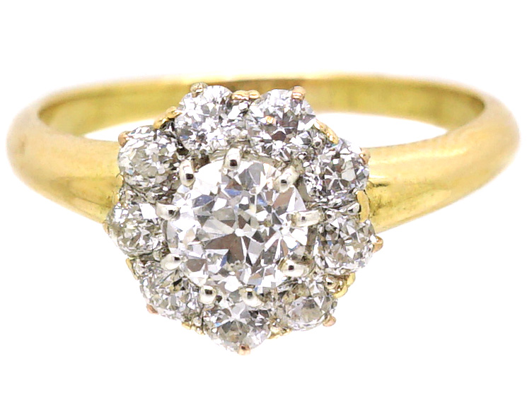 Edwardian 18ct Gold, Daisy Cluster Diamond Ring