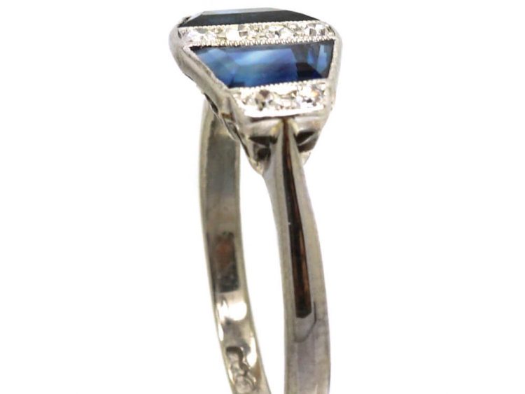 Art Deco 18ct White Gold & Platinum, Shaped Sapphires & Diamond Ring by Alabaster & Wilson