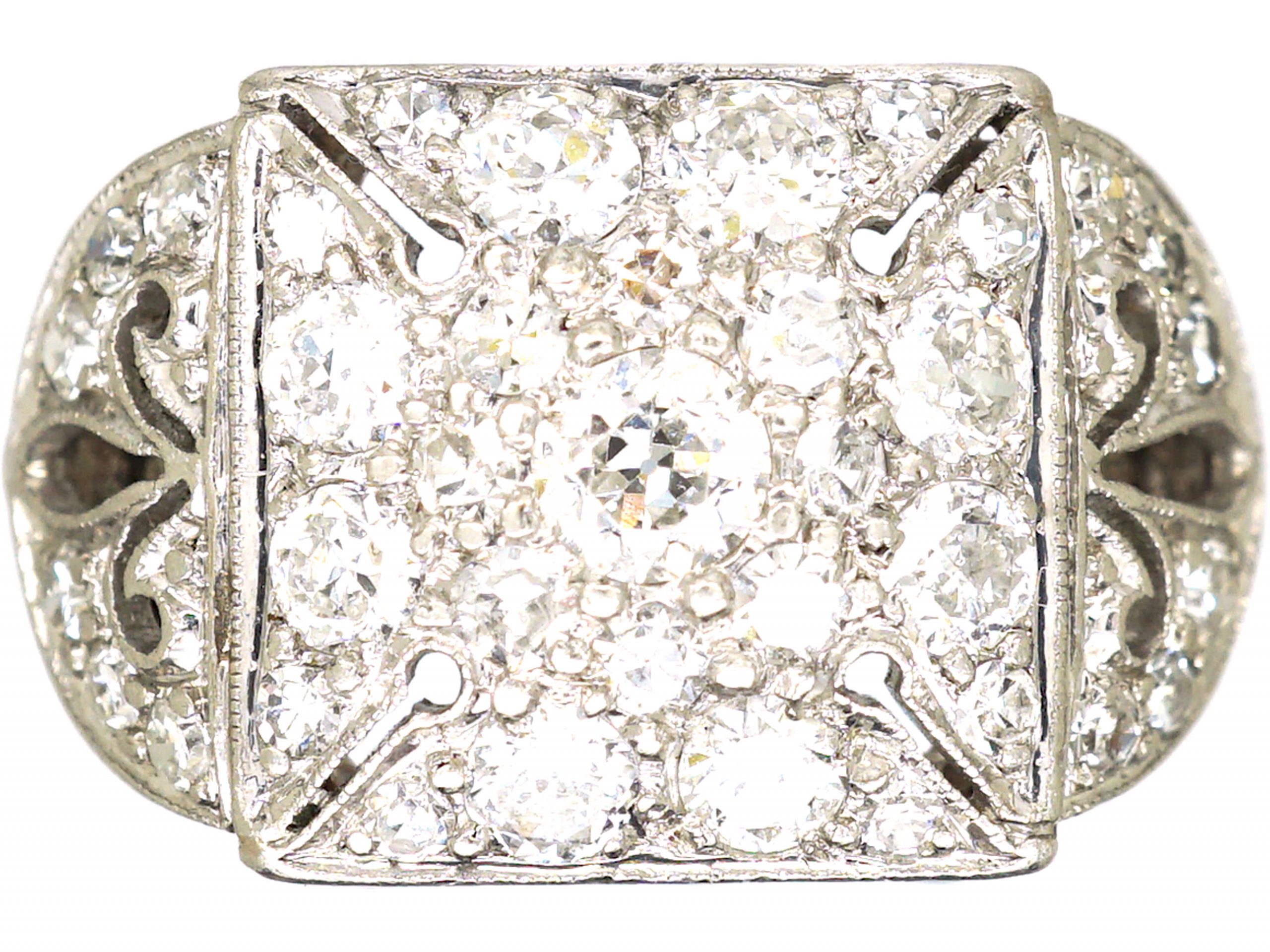 Early 20th Century Platinum & Diamond Ring with Maltese Cross Motif