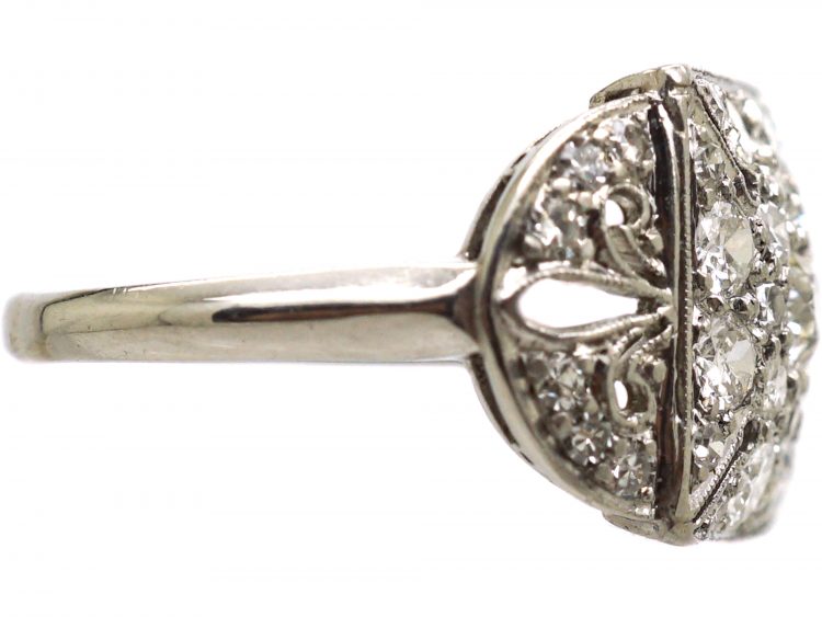 Early 20th Century Platinum & Diamond Ring with Maltese Cross Motif