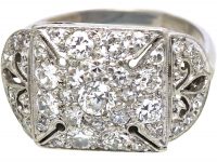 Early 20th Century Platinum & Diamond Ring with Maltese Cross Motif