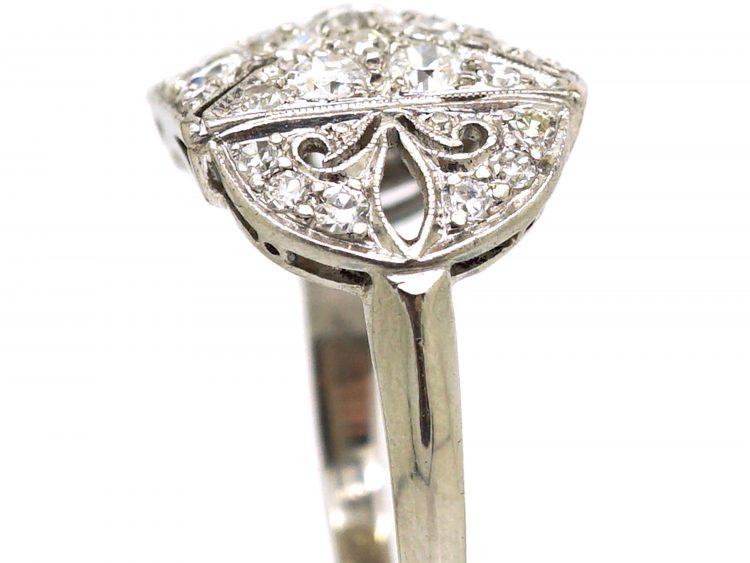 Early 20th Century Platinum & Diamond Ring with Maltese Cross Motif