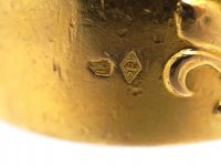 Early 20th Century French 18ct Gold Ring with Fleur-de-Lys & Double Crowned Hearts Motif