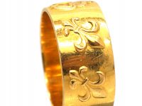 Early 20th Century French 18ct Gold Ring with Fleur-de-Lys & Double Crowned Hearts Motif