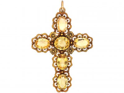 Georgian Two Colour Gold Cross set with Topaz