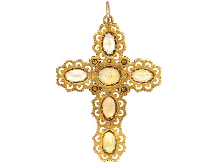 Georgian Two Colour Gold Cross set with Topaz