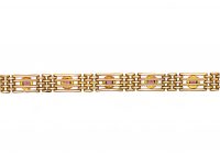 Edwardian 9ct Gold Gate Bracelet set with Nine Almandine Garnets