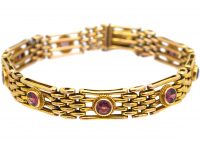 Edwardian 9ct Gold Gate Bracelet set with Nine Almandine Garnets