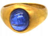 Retro 18ct Gold Ring set with a Cabochon Sapphire by F Zerrenner
