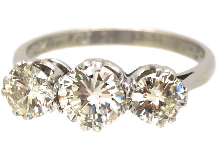 Early 20th Century, Platinum Three Stone Diamond Ring