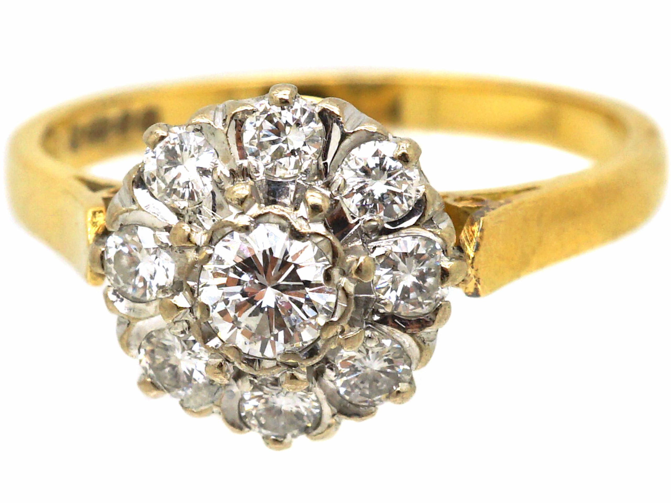 18ct Gold & Diamond Daisy Cluster Ring (974U) | The Antique Jewellery ...