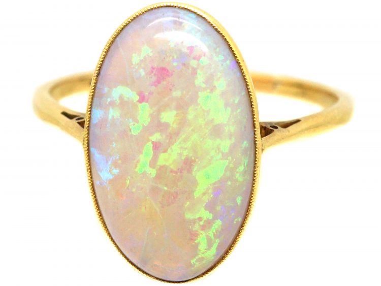 Early 20th Century 18ct Gold Ring set with a Large Opal