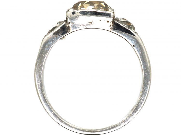 Early 20th Century 18ct White Gold, Three Stone Cushion Cut Diamond Ring