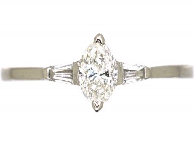Platinum Ring set with a Marquise Diamond