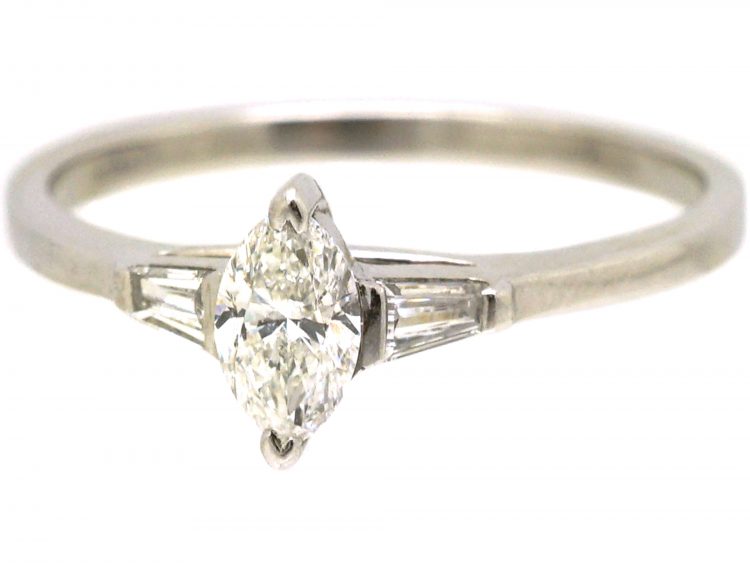 Platinum Ring set with a Marquise Diamond