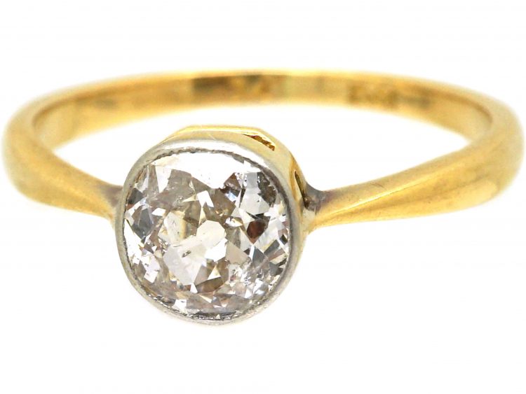 Edwardian 18ct Gold & Platinum, Diamond Solitaire Ring