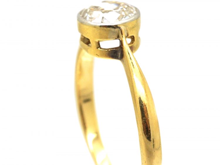 Edwardian 18ct Gold & Platinum, Diamond Solitaire Ring