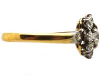 Edwardian 18ct Gold, Diamond Daisy Cluster Ring with Diamond Set Shoulders