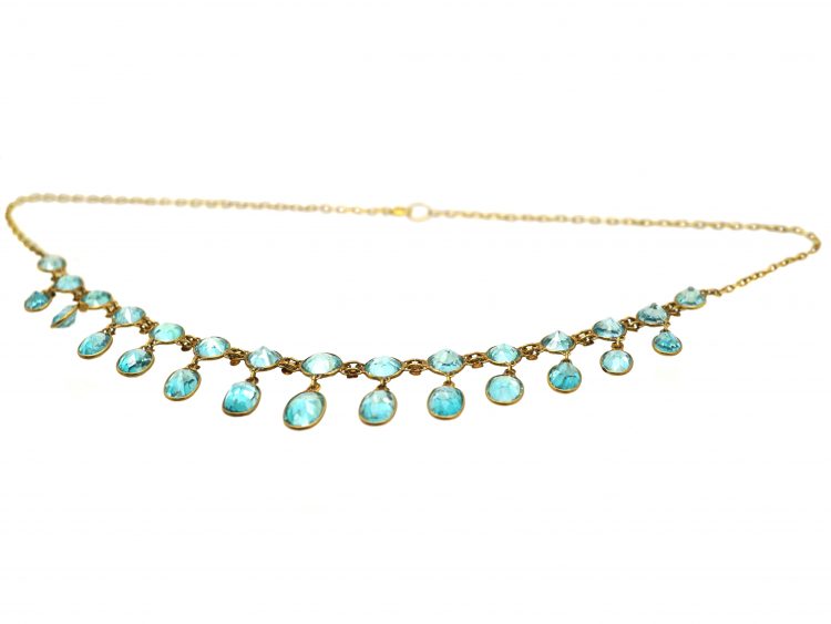 Early 20th Century 9ct Gold Fringe Necklace set with Zircons