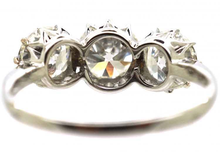 Early 20th Century Platinum, Three Stone Diamond Ring