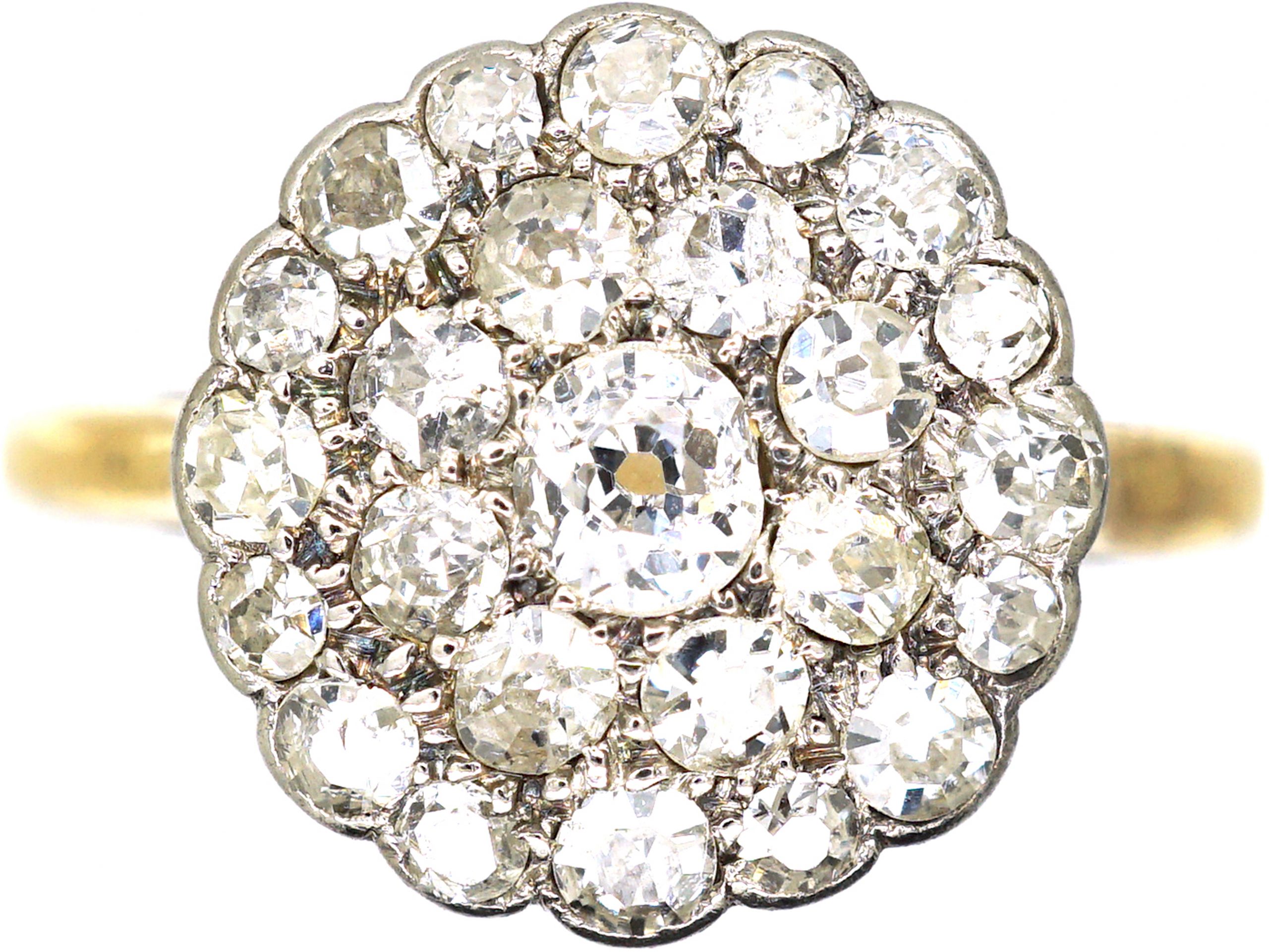 Edwardian 18ct Gold & Platinum Diamond Cluster Ring (139W) | The ...