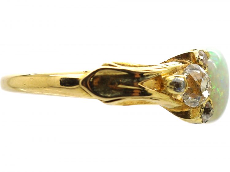 Victorian 18ct Gold, Opal & Diamond Ring