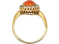 Victorian 18ct Gold, Fire Opal & Diamond Cluster Ring