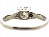 Art Deco 18ct White Gold & Platinum, Diamond Solitaire Ring with Diamond Set Shoulders