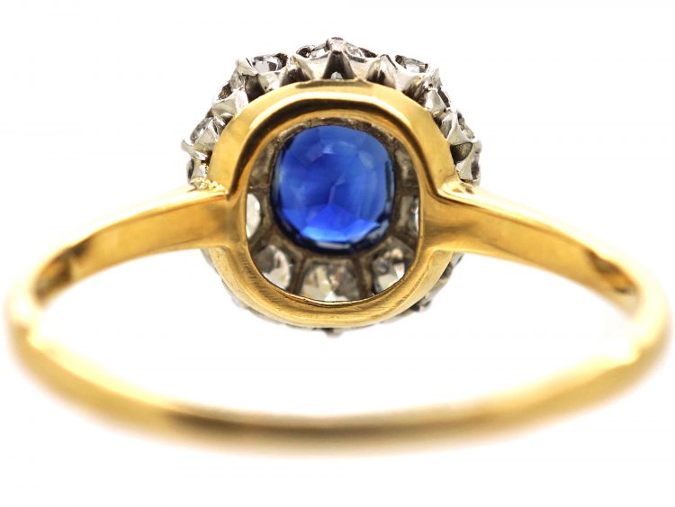 Swedish Early 20th Century 18ct Gold, Sapphire & Diamond Cluster Ring