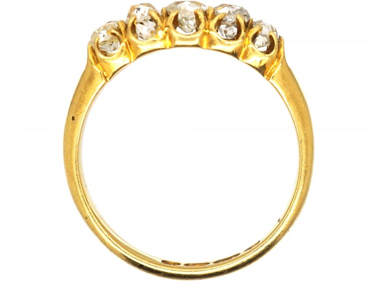 Victorian 18ct Gold, Five Stone Old Cushion Cut Diamond Ring