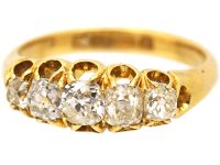 Victorian 18ct Gold, Five Stone Old Cushion Cut Diamond Ring