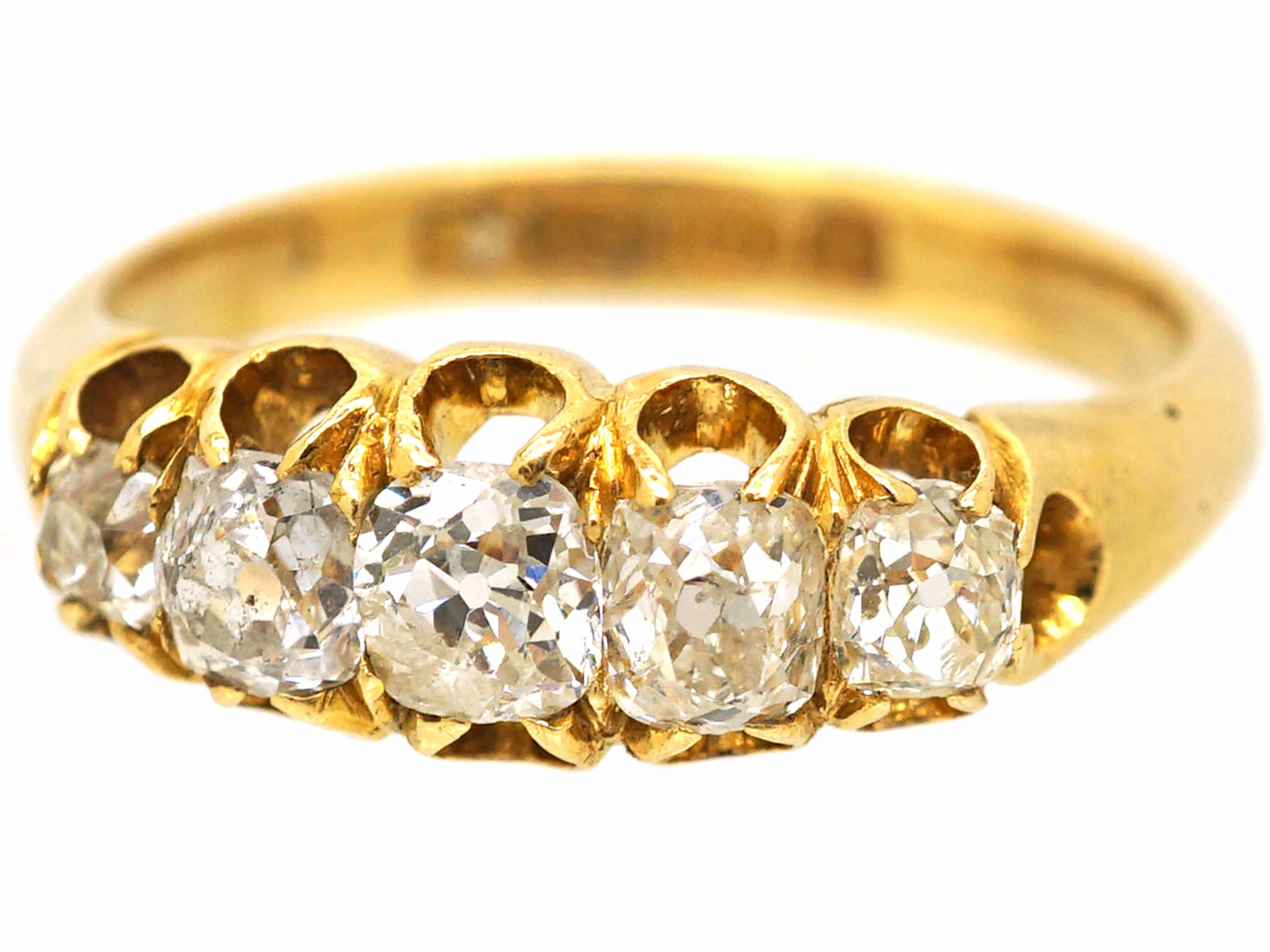 Victorian 18ct Gold, Five Stone Old Cushion Cut Diamond Ring (35W ...