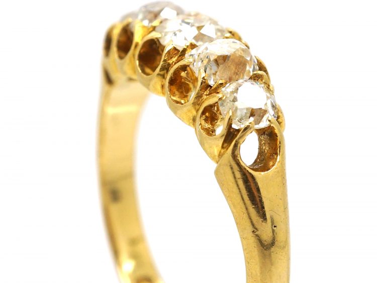 Victorian 18ct Gold, Five Stone Old Cushion Cut Diamond Ring