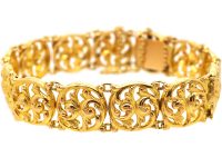 Art Nouveau 18ct Gold Bracelet with Leaf Motifs